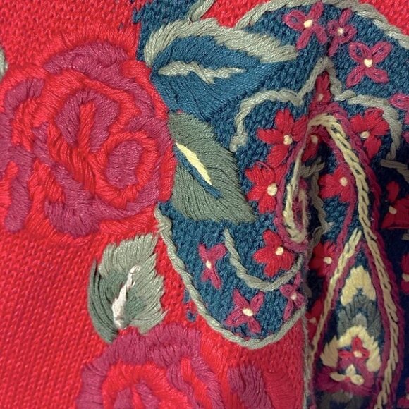 Vintage Herman Geist Ramie Cotton Hand Embroidered Paisley Floral Mock Neck - Picture 13 of 16